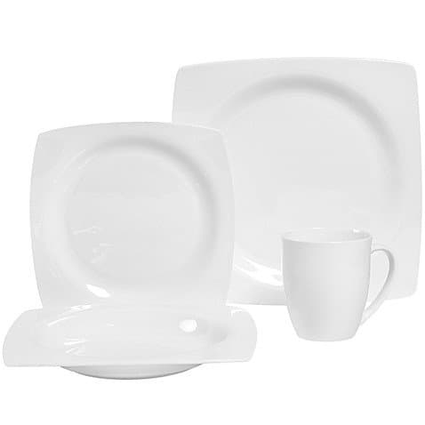 Dario 16 Piece Bone China Dinnerware Set in White