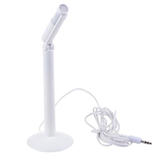 KssFire SF-950 Microphone Portable Adjustable 3.5mm Stereo Desktop Condenser Microphone Mic for Chatting Over MSN Skype (white)