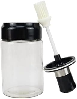 Glass Oil Dispenser With Basting Brush Ghee Containers for kitchen Oil Brush for BBQ Pastry Grill Baking Kitchen Cooking (Pack Of 2 250 ml)