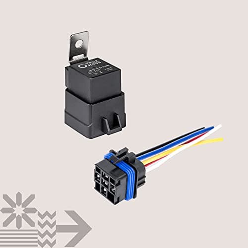 ONLINE LED STORE TRUE MODS 1 Pack 5-Pin 12V Bosch Style Waterproof Relay Kit [Harness Socket] [12 AWG Hot Wires] [SPDT] [30/40 Amp] 12 Volt Automotive Marine Relays for Boats Auto Fan Cars