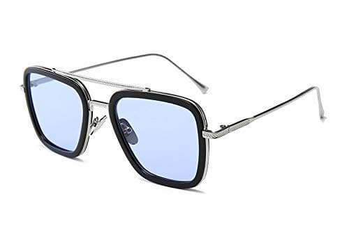 Men's Square Polarization Sunglasses Blue Frame Blue Lens (Large)-Pack Of 1