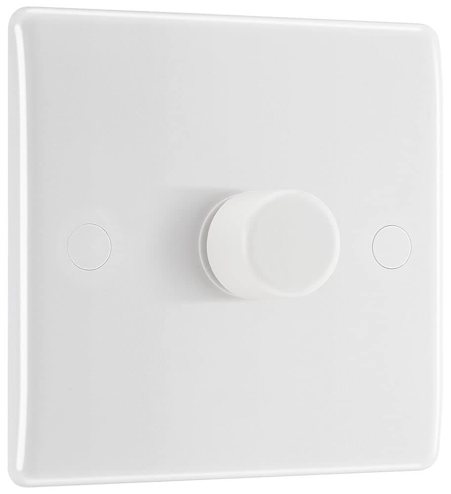 BG Electrical Single Round Push Button Intelligent Dimmer Light Switch, Round Edge, 2-WayNexus 800 Series, White Moulded, 881P