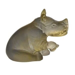 Daum Crystal Mini Rhinoceros Grey/Amber