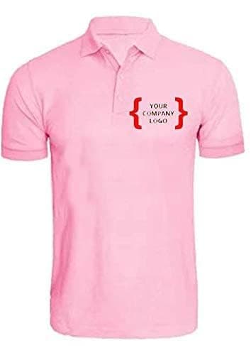 American AppleCustom/Personalized/Customized Printed Company Name Office Staff Printed Polo/Collar Half Sleeve Company Branding Tshirt for Men Women Shirt (Pink, X-Large)