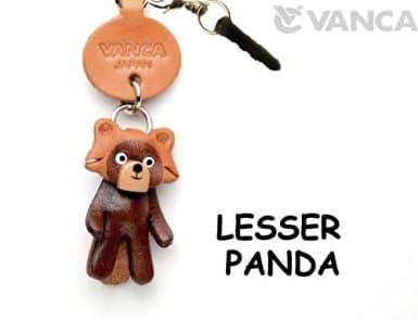 Lesser panda Leather Animal Earphone Jack Accessory / Dust Plug / Ear Cap / Ear JackVANCA Made in Japan #47211