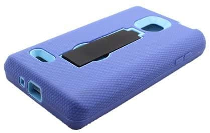 For LG P769/ Optimus L9 (T-Mobile) Layer Case, 3 in 1 w/Black Stand Navy Skin/Silicone+Light Blue Cover