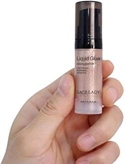 SACE LADY Shimmer Pearl Liquid Highlighter Makeup Ultra-Smooth Radiant Illuminator Face Cheekbones Glow Makeup,Travel Size Mini 6ml/0.20Fl Oz (2.Rose Gold)