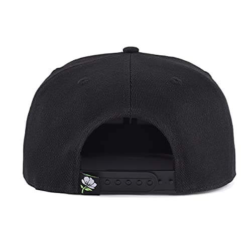Bloomouflage Brand Black Patch Floral Flat Bill Snapback
