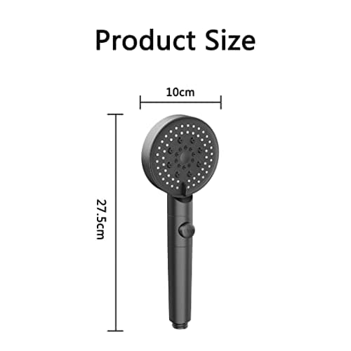 Shower Head,High Pressure Boosting Shower Head,Universal Filter Shower Head,4 Spray Modes Adjustable Power Shower,Waterfall Power Shower Handheld with Stop Button & 1.5m Hose for Home and Gym (Black)