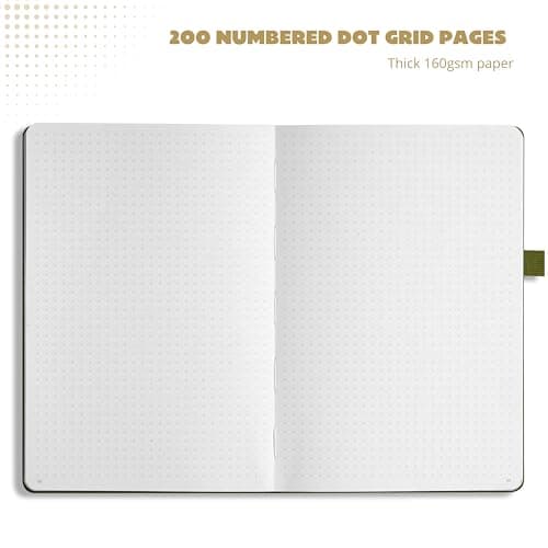 VIVID SCRIBBLES Dotted Journal – 160gsm Bleed Proof Thick White Paper – 200 Numbered Dot Grid Pages – 5.8 x 8.3 inch Dotted Notebook