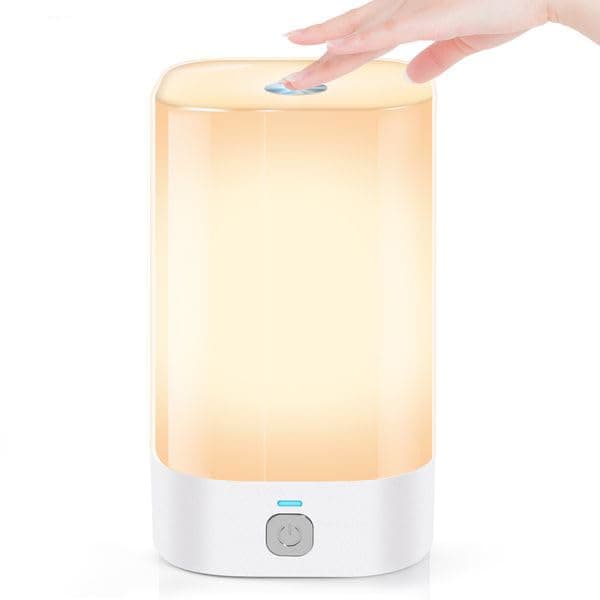 VillaCool Table Lamp Night Light, Cordless Bedside Touch Lamp with No Flicker Led & Dimmable Warm Whites & Vibrant RGB Colors & Memory Function, Clean White, Medium