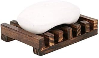 Anwenk Soap Dish Wooden Soap Saver Holder Soap Tray for Bathroom Shower Rectangular Sink Drainer Hand Craft for Soap,Sponges and More (2 Pack)