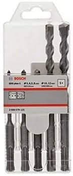 Professional SDS Plus -1 Drill Bit Set, With 5X50X110, 6.5X50X110, 8X50X110, 10X100X160, 12X100X160, Pack Of 5