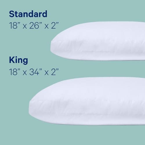 Casper Sleep Essential Pillow for Sleeping, Standard, Two Pack, White 2 Count