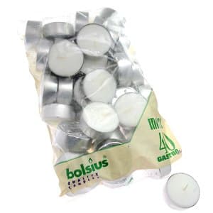 BOLSIUS10 Hour Maxi Tea Lights - 40 Pack (White) 1 x Bag of 40