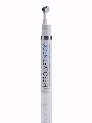 MesoLyft Derma Roller Microneedling Kit for Neck | Microdermabrasion Roller with Neck Firming Serum Vitamin C, E & Shea Butter Lifts, Tones & Reduces Wrinkles | Sculpts Neck and Decollete - 0.5 fl oz