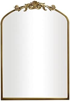 AIXI HOME Vintage Gold Arched Mirror 24"x36", Traditional Arendahl Antique Mirror with Ornate Metal Frame, Baroque Wall Mounted Mirrors for Entryway/Bathroom/Living Room/Hallway/Bedroom
