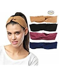 Headbands for Women, No Slip Spring Headband Solid Cross Head Wraps Doloveit Fashion headbands(4 Pack)