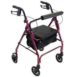 >Rollator Deluxe Burgundy, Folding, Light and Sturdy Rolling Walker ? Seat Width: 12 by Rollator