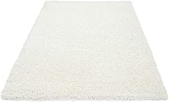 Plain Shaggy Rugs Living Room & Bedroom Soft Touch 5 CM Thick Pile Modern Bedroom Living Room Area Rugs Non Shed 4 x 4 Ft Size, Cream Ivory