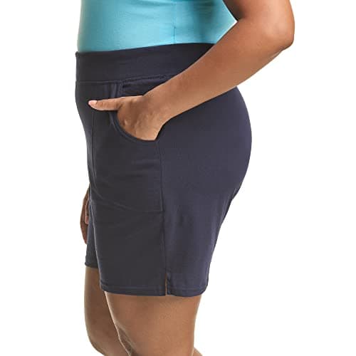 Hanes Women's Just My Size Cotton Jersey Shorts, Plus Size Pull-on Gym Shorts, 7 inches Inseam