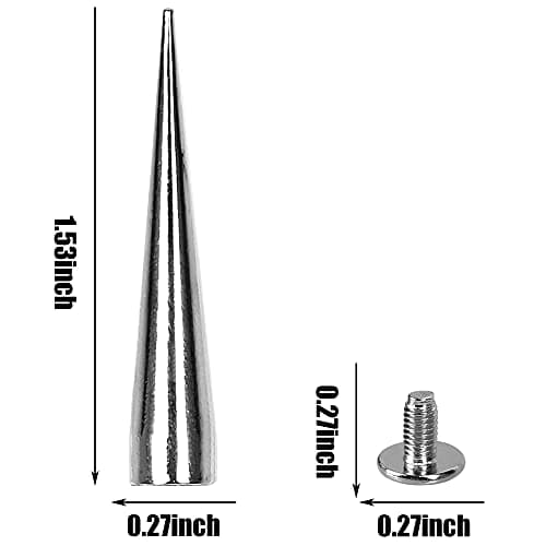 ZHAO 30PCS 40MM Spike and Studs Silver Cone Spikes Punk Bullet Large Leather Rivets Screwback Studs Screw on Cone for DIY Craft Clothing
