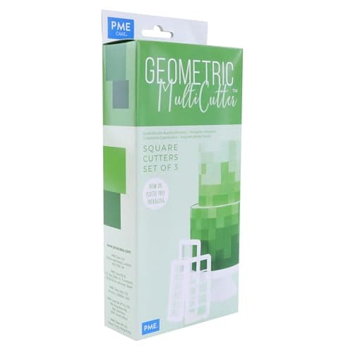 PME GMC144 Geometric MultiCutters for Cake Design - Square - Small, Medium & Large Size, Set of 3, White