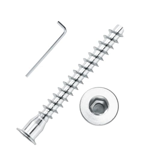Confirmat Screws, 10 PCS M7 x 50mm, Hex Socket Drive Countersunk Self-Tapping Furniture Connecting Screw Set Carbon Steel Zinc Plated