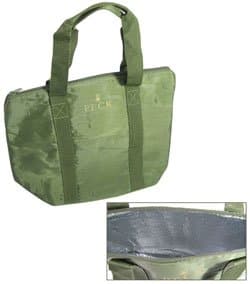 11" X 9-1/2" X 5-1/2" Insulated Olive Green Nylon Tote Bag