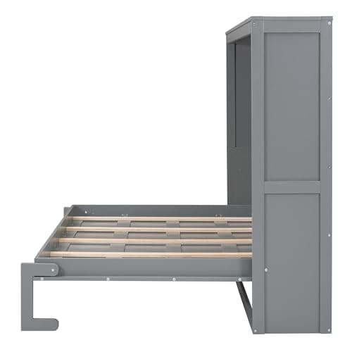 Harper & Bright Designs Queen Size Murphy Bed, Wall Bed Queen Platform Bed, No Box Spring Needed, Gray