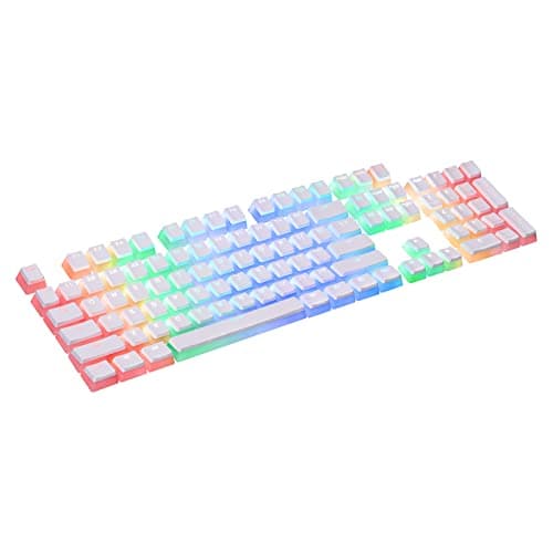 Keycaps 60 87 104 Double Shot Backlit PBT Pudding Keycap Set with Puller for DIY Cherry MX RGB Mechanical Keyboard (White)