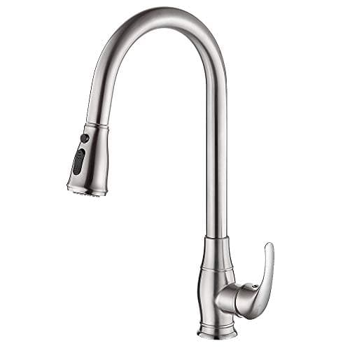 GUNMIN Stainless Steel Single handle Kitchen Sink Faucet with Pull Down Sprayer Brushed Nickel Finish and Lead Free (G-11729B)