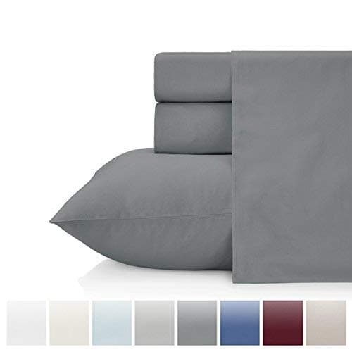 KRISTEX Comfortable 500 Thread Count Bed Sheet Set, 100% Long Staple Pure Natural Cotton Sateen Weave, Soft Luxury High TC Sheets Hotel, Home Bedding Sets (Dark Grey, Twin)