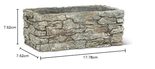 Abbott Collection Small Rectangular Stack Stone Planter, 4x8 Inch, Grey - 6.89 x 4.29 x 3.54 inches