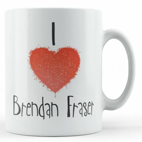 Voltx Design Decorative Writing I Love Brendan Fraser Printed Ceramic Tea and Coffee Mug 320ml |Coffee Mug |Novelty Mug |Mug for Tea & Coffee|Ceramic Coffee Mug |Printed Coffee Mug