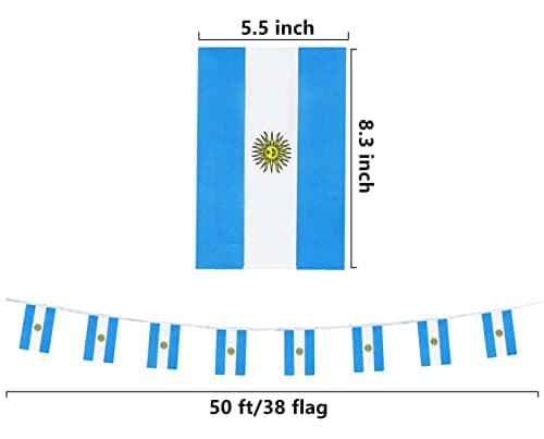 tibijoy Argentina Flags Argentine Small Mini String Banner Flags Miniature Argentina Flags Banners For Grand Opening, Olympics Festival,Grand Opening Sports Celebration Decorations (50 Feet 38 Flags)