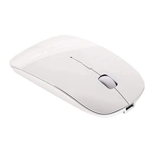 Bluetooth Mouse, LAVAFOX Ultra Thin Portable Noiseless Adjustable DPI Wireless Gaming Bluetooth3.0 Wireless Mouse Built-in Battery for PC Laptop Tablet Notebook(White)