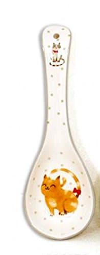 Ceramic Spoon Rest with Tabby Cat Design - 9.25"