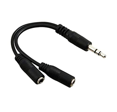 Mr. Gadget's Solutions6 inch 3.5mm Audio Splitter Cable - Stereo Splitter Cable - Gold Terminals - 3.5mm Male to 2x 3.5mm Female - Headphone Splitter, Black