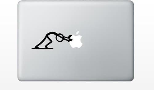 StickMan Pushing Apple MacBook Decal Sticker