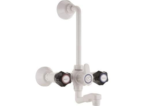 WATERTEC Wall Mixer M Handle (Hot/Cold Water) Plastic, Polished, White