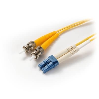 2M LC/UPC-ST/UPC 9/125 Singlemode Duplex (Genuine Plus Corning Glass) Fiber Jumper Zipcord Cables 2.0 Jacket / BIF