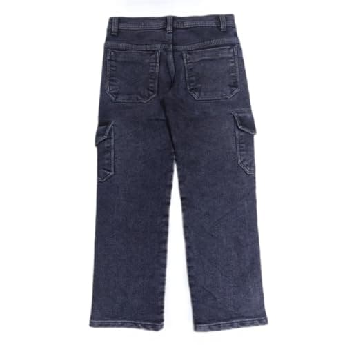 Sky Heights Boys Solid Cargo Denim Jeans