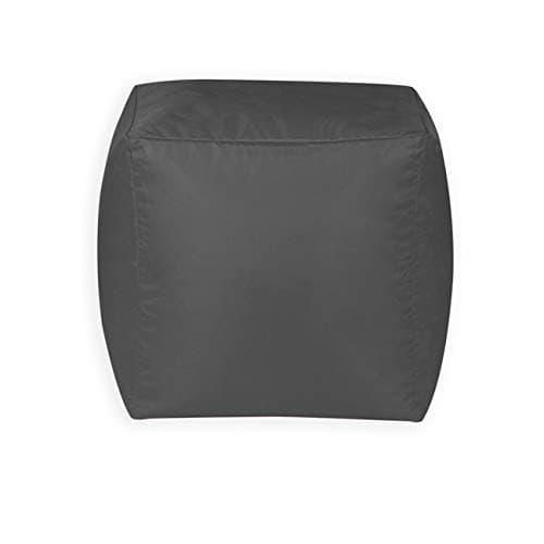 Bean Bag Bazaar Cube - Slate Grey, 38cm x 38cm - Indoor Outdoor, Water Resistant Footstool Pouffe