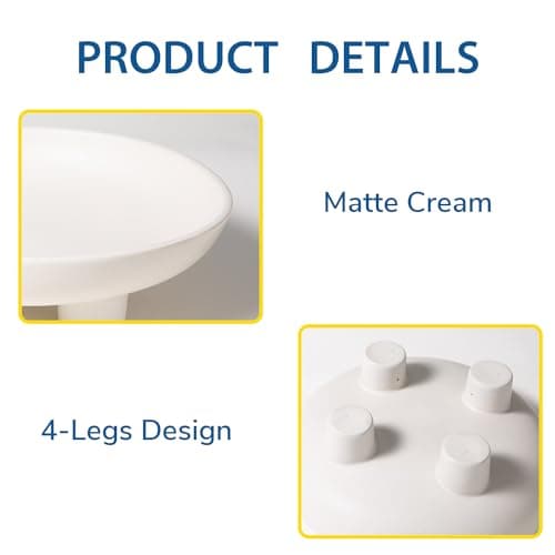 Ceramic Fruit Bowl for Kitchen Counter, 10" Large Decorative Bowl for Home Decor, Modern Pedestal Bowl with Four-Legs, Fruit Holder for Breads and Vegetable, Matte Cream