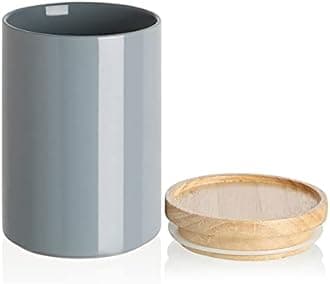 Sweejar Kitchen Canisters Ceramic Food Storage Jar, Stackable Containers with Airtight Seal Wooden Lid for Serving Coffee Bean, Flour, Tea, Cookies and More - 58 Fl Oz(Gray)