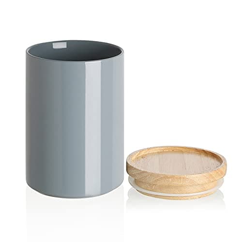 Sweejar Kitchen Canisters Ceramic Food Storage Jar, Stackable Containers with Airtight Seal Wooden Lid for Serving Coffee Bean, Flour, Tea, Cookies and More - 58 Fl Oz(Gray)