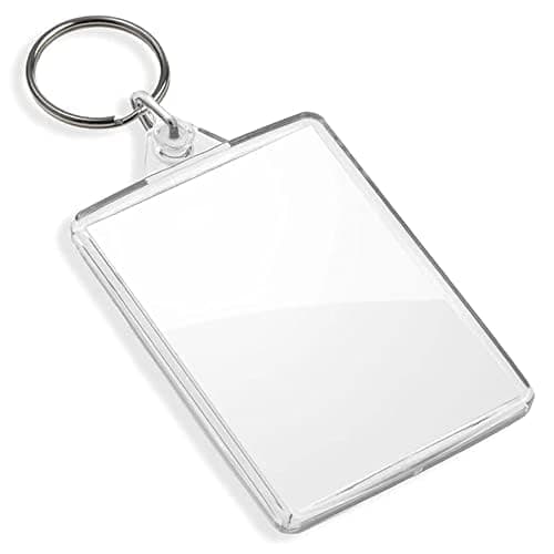 Blank Photo Insert Keychains (30 Pack) - 50x35mm - Translucent Clear Acrylic Key Rings for Double - Sided Photos - Small Picture Frames for Family, Friends, Gifts & Craft