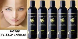 Tan Physics Sunless Tanner 8oz (Pack of 5) with Application Gloves – Self Tanning Lotion – Instant Tanning Lotion for Face & Body – Natural Self Tanner for a Streak-Free,Long-Lasting Glow