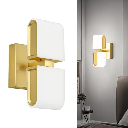Aipsun Gold Sconces Wall Lighting Hardwired Modern LED Wall Sconces Indoor Wall Light for Living Room Hallway 6000K White Light